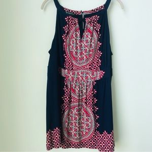 INC Dark Blue Bohemian Design Spaghetti Strap, Empire Waist Top Women’s 1X